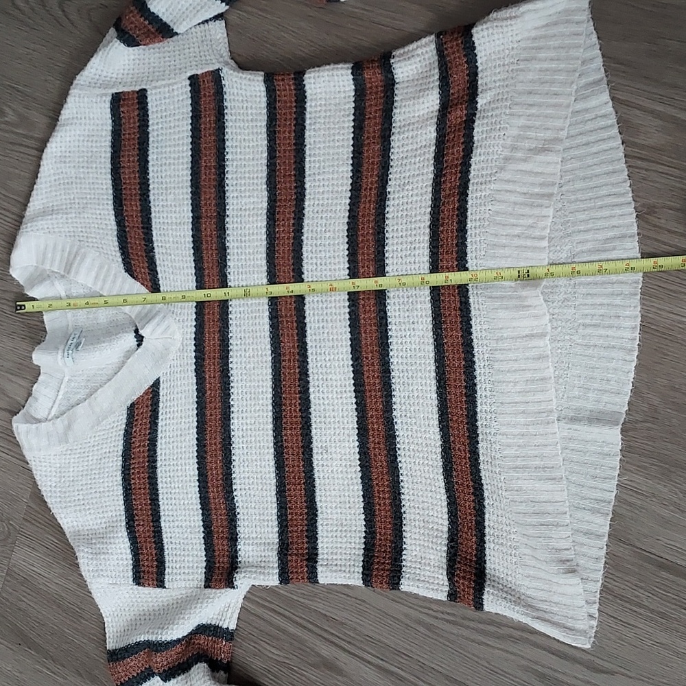 American Eagle s/p long sleeve v neck sweater white black brown - Picture 11 of 11